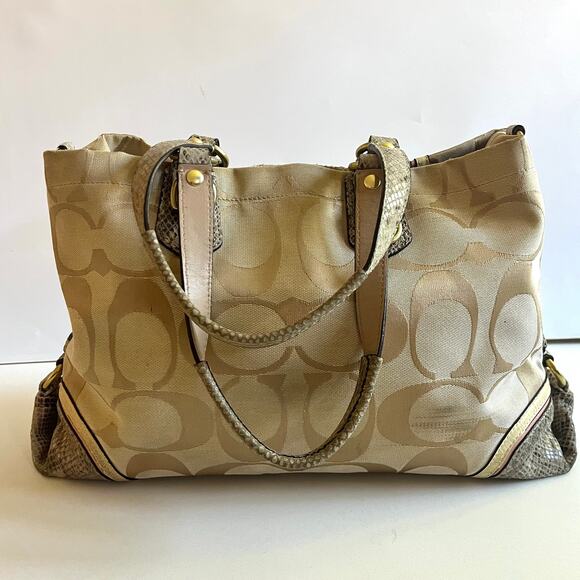 COACH, Python-Embossed Leather, Ashley Spectator Signature Shoulder Bag - Picture 6 of 13